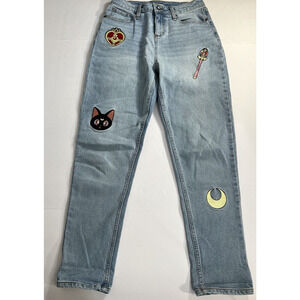 Sailor Moon Icons Embroidered Mom Jeans Size 1 Hot Topic Exclusive Cat Moon